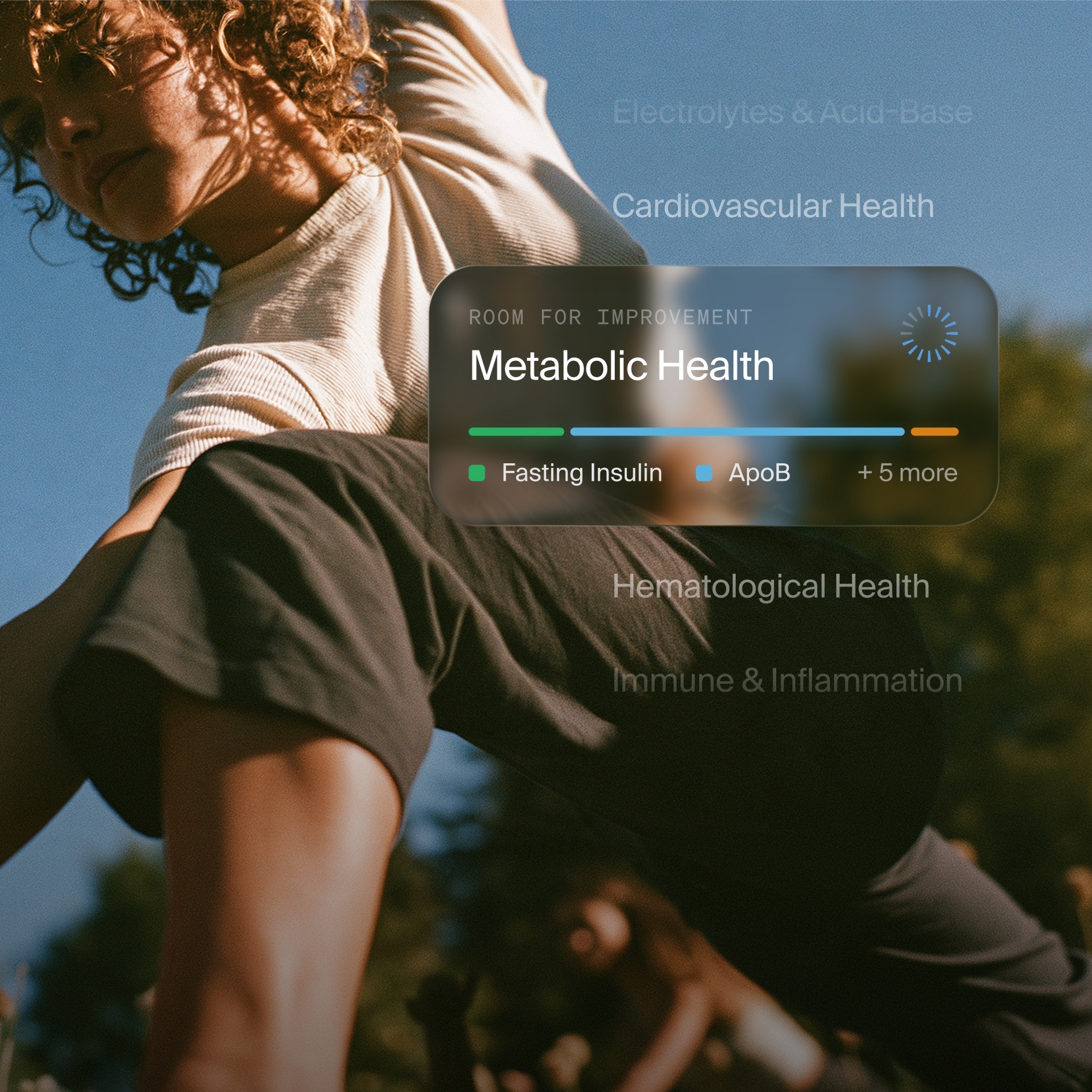 Healthspan app highlighting the health systems that need attention
