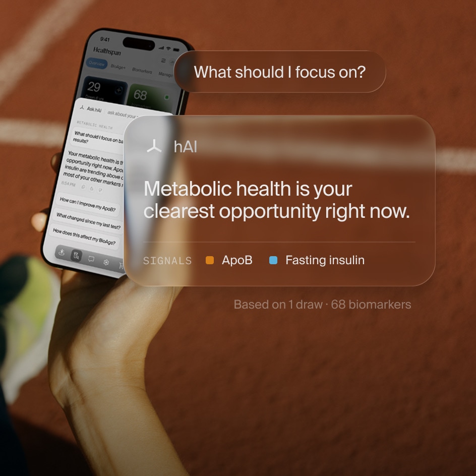 Healthspan app with hAI answering a question about results